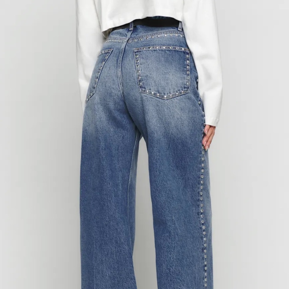 Reformation cary high rise slouchy wide leg short jeans - Picture 2 of 4